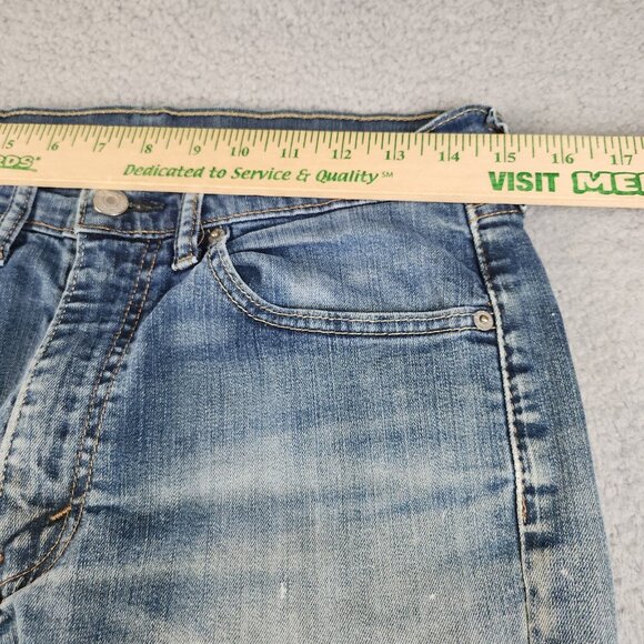 Levis 505 Jeans Mens 31x32 Blue Denim Zip Fly Straight Classic Ripped Work Pant - Picture 3 of 7
